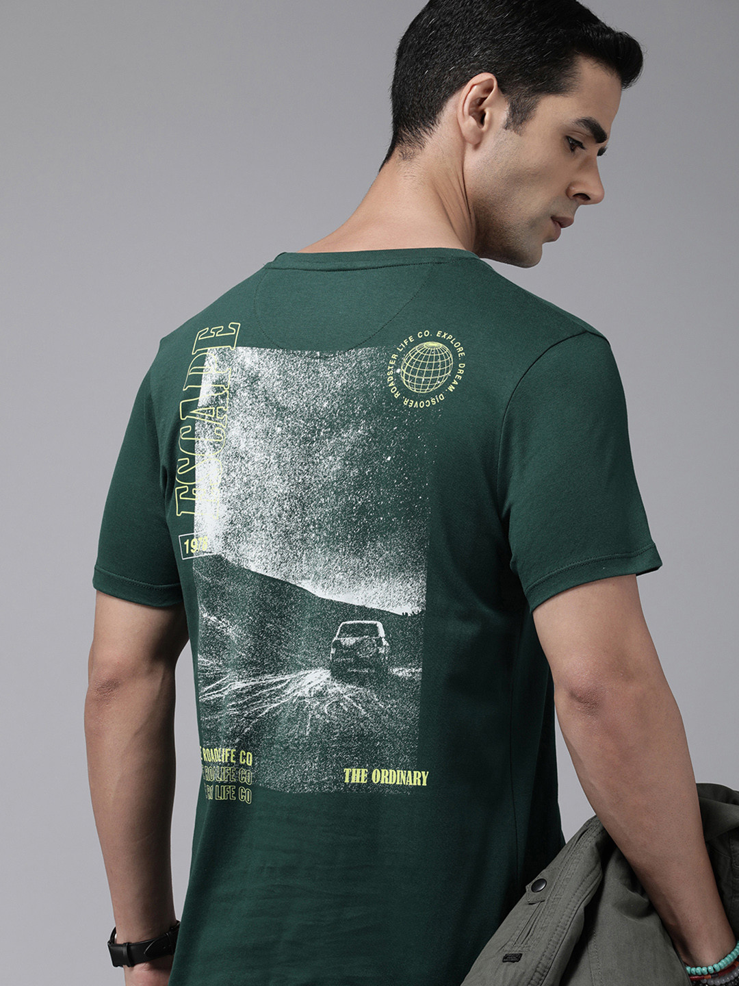 

The Roadster Life Co. Printed Pure Cotton Casual T-shirt, Green