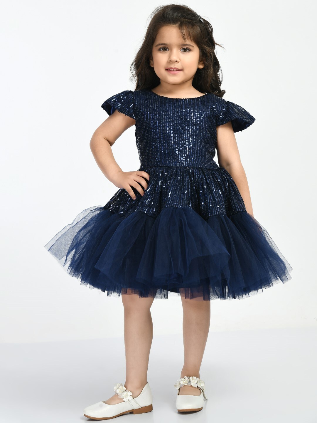 

Bella Moda Girls Satin Fit & Flare Dress, Navy blue