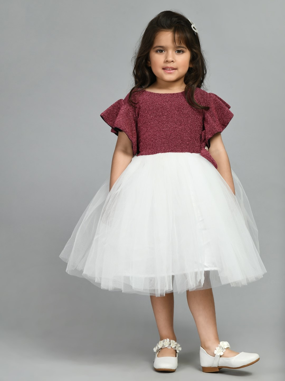 

Bella Moda Girls Embellished Satin Midi Fit & Flare Dress, Maroon