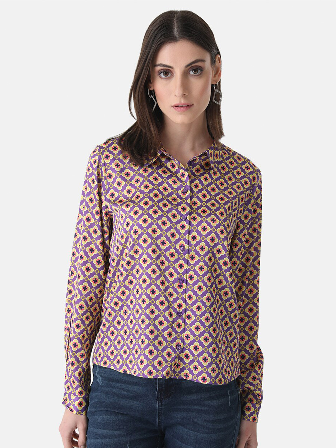 

Kazo Floral Printed Casual Shirt, Purple
