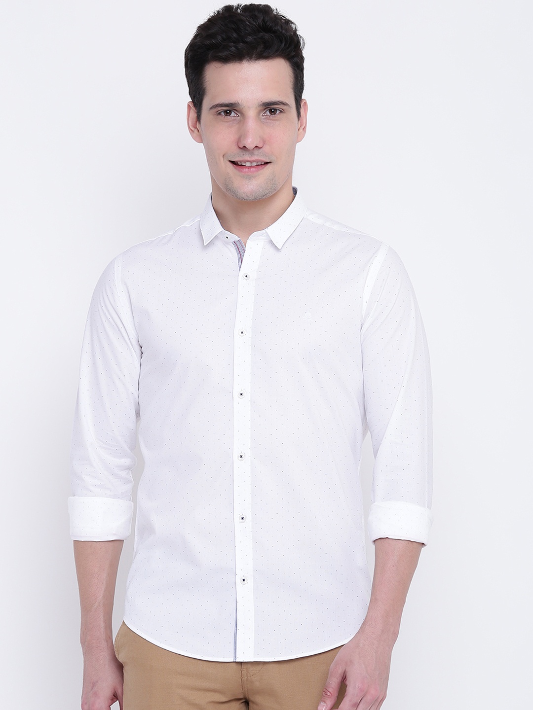 

United Colors of Benetton Men White Slim Fit Printed Casual Shirt