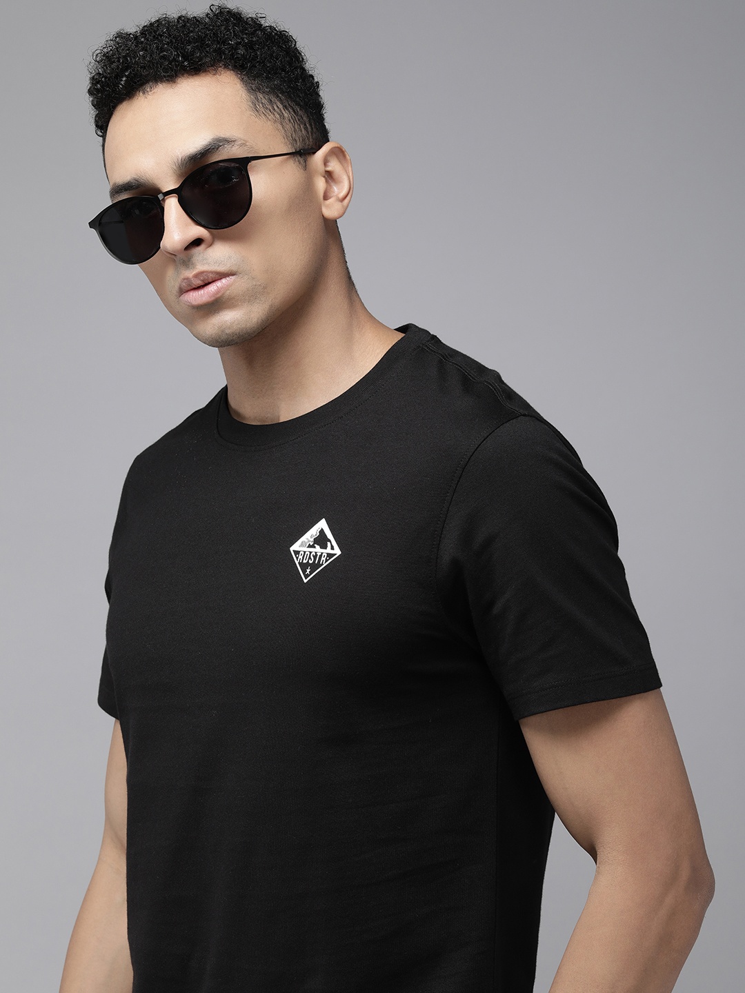 

Roadster Men Pure Cotton T-shirt, Black