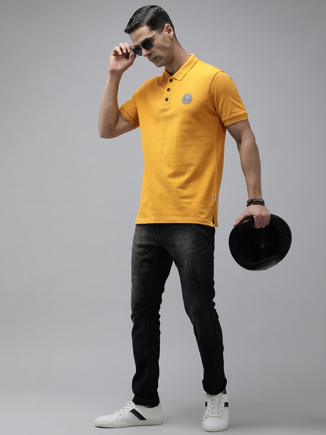 

The Roadster Lifestyle Co. Polo Collar Pure Cotton T-shirt, Yellow