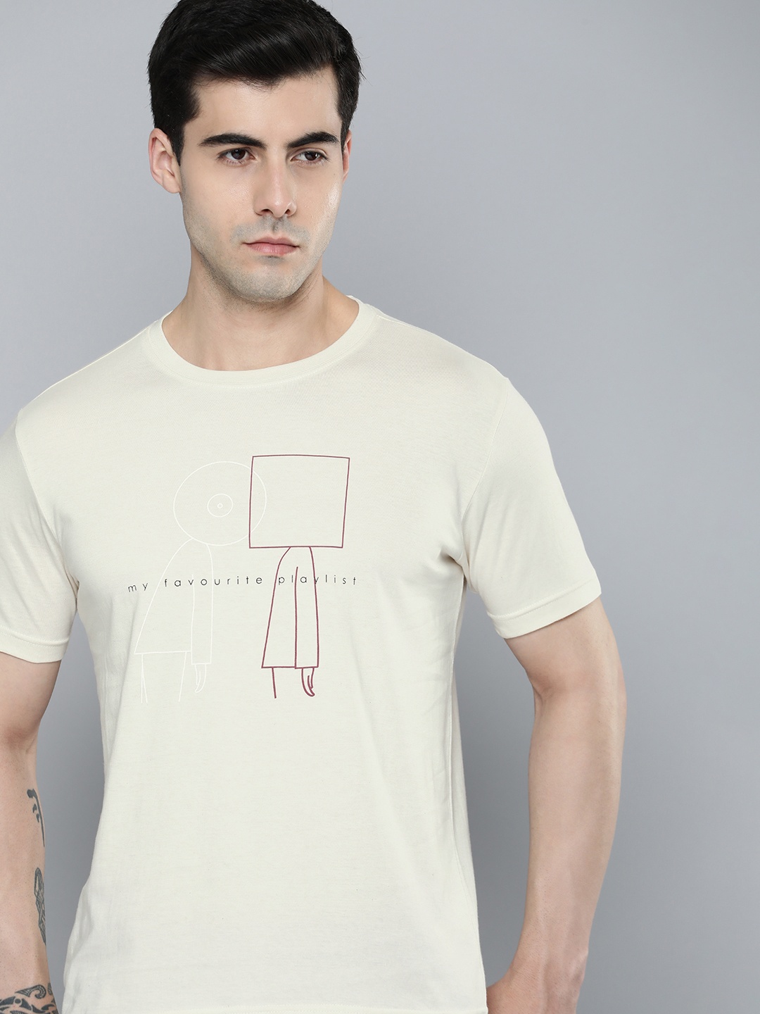

ether Men Graphic Printed T-shirt, Off white