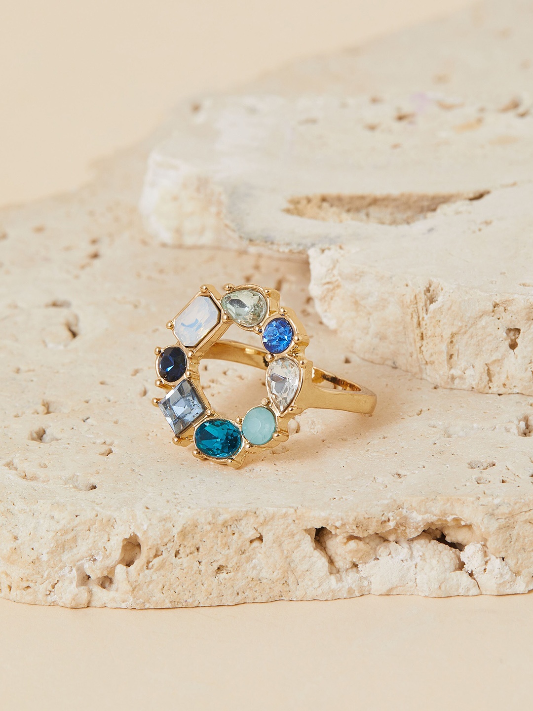 

Accessorize Eclectic Crystals Studded Finger Ring, Gold