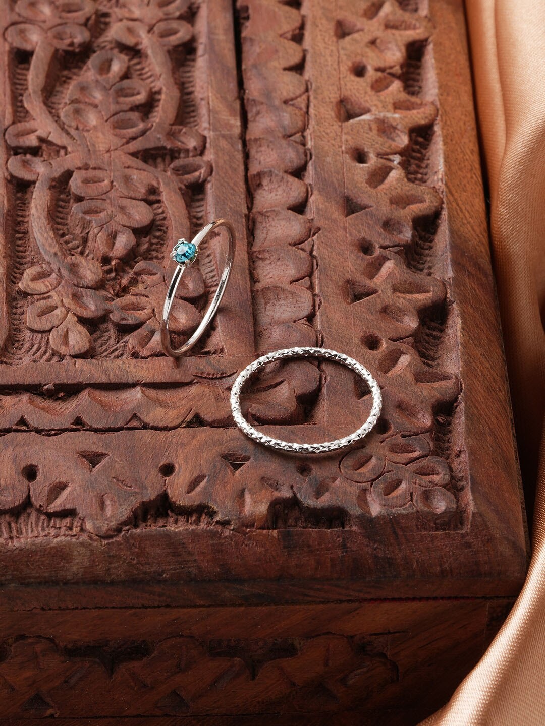 

Accessorize Set Of 2 Crystal Studded Stacking Finger Ring, Silver