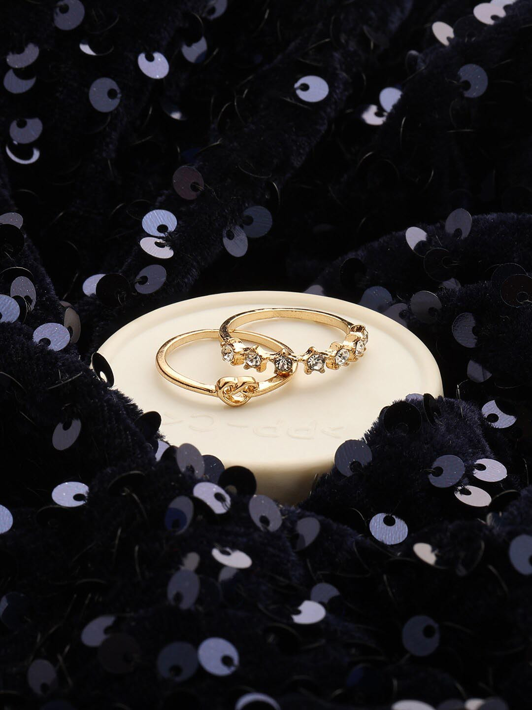 

Accessorize Set Of 2 Sterling Silver Crystal Sparkle Star And Knot Finger Ring