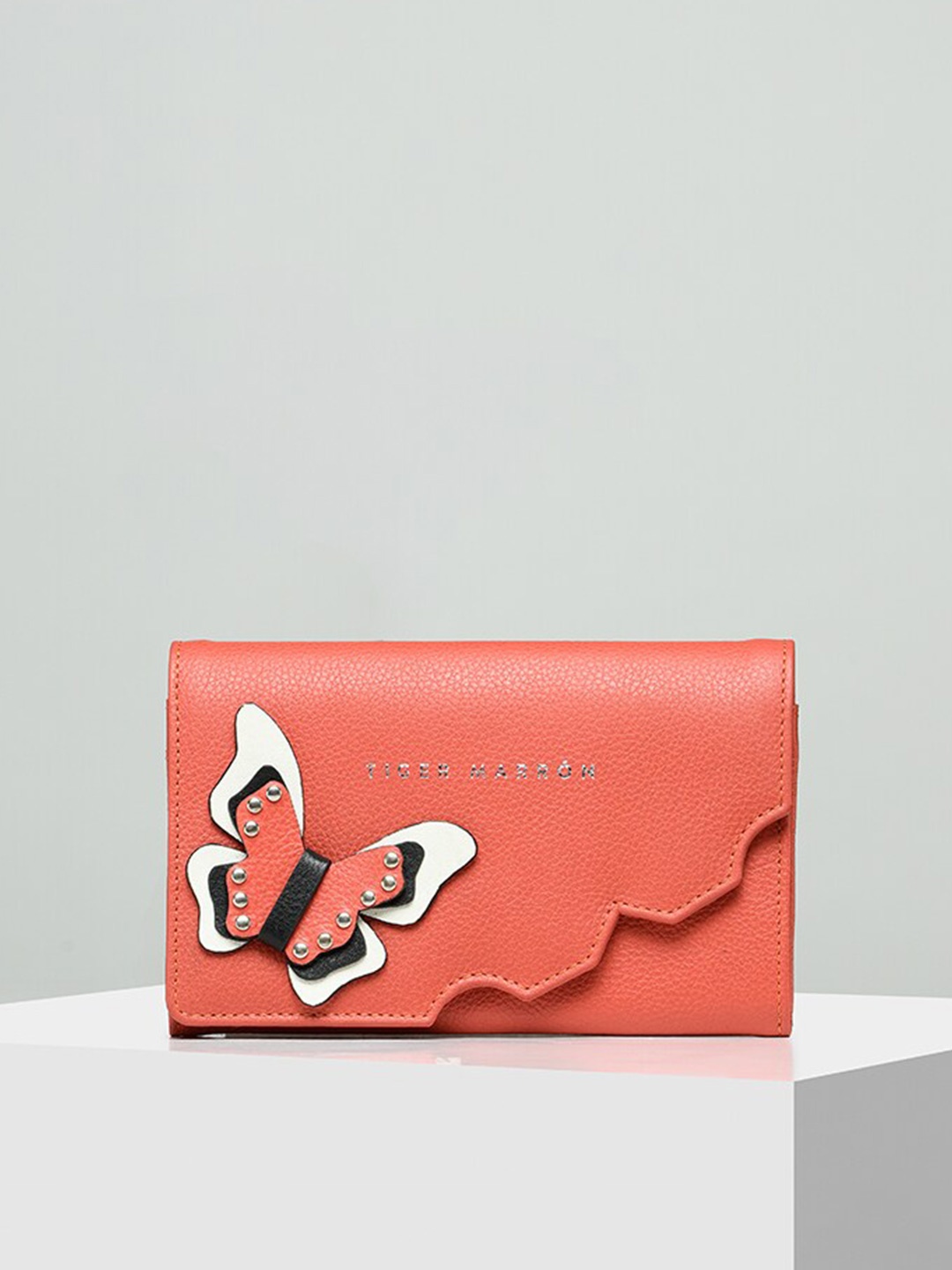 TIGER MARRON Women Leather Envelope Wallet, Peach
