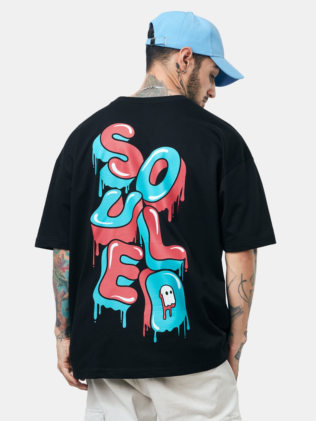 

The Souled Store Typography Printed Oversized T-Shirt, Black
