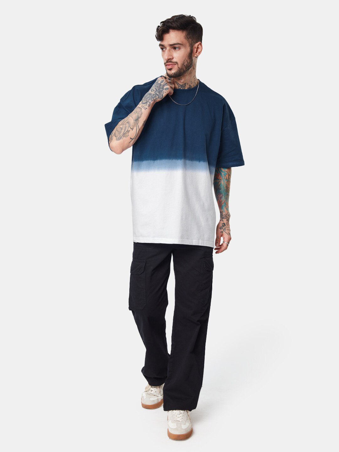 

The Souled Store Men Dyed Fitted Oversized T-Shirt, Navy blue