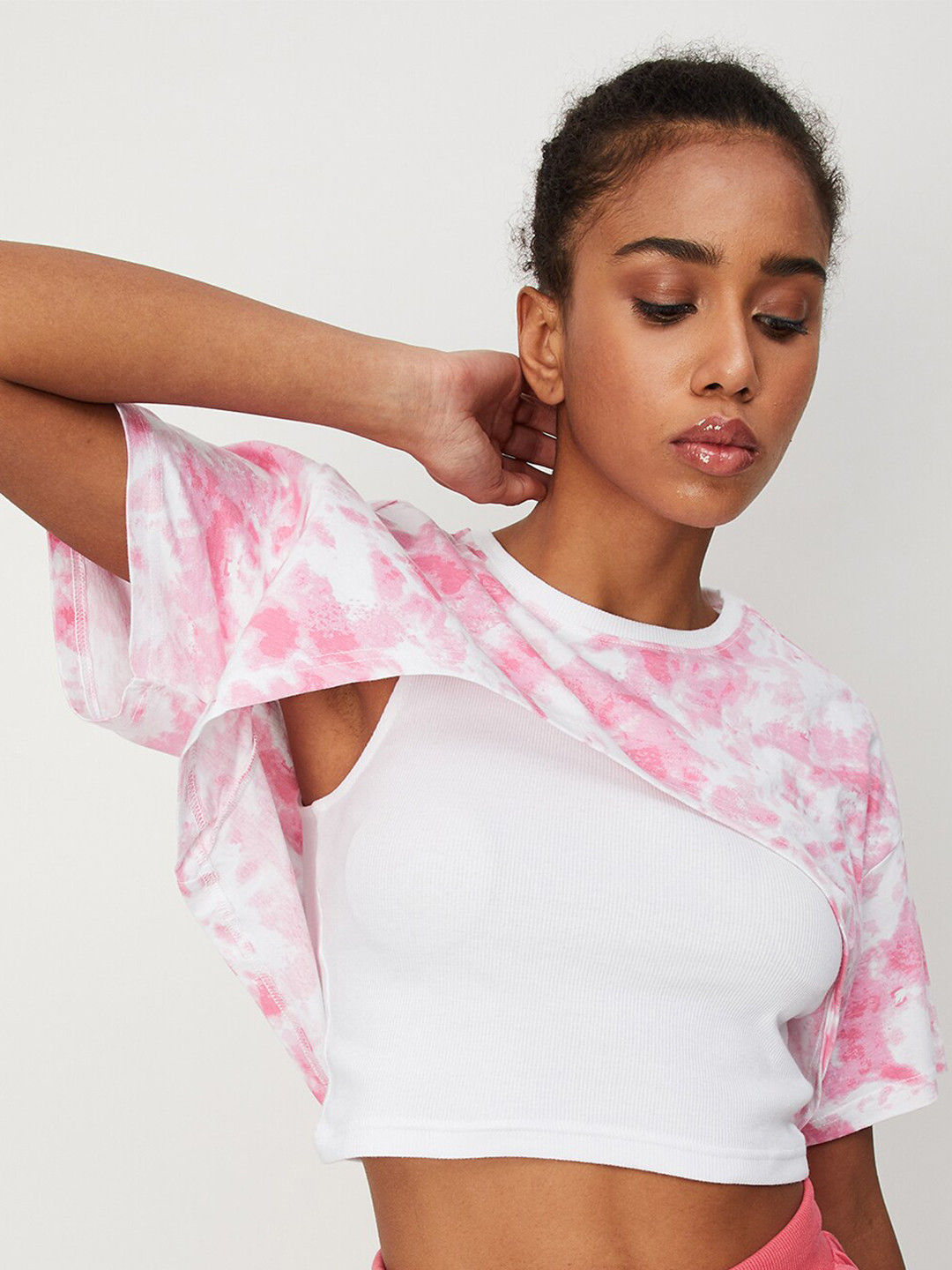 

max Round Neck Crop Top, Pink