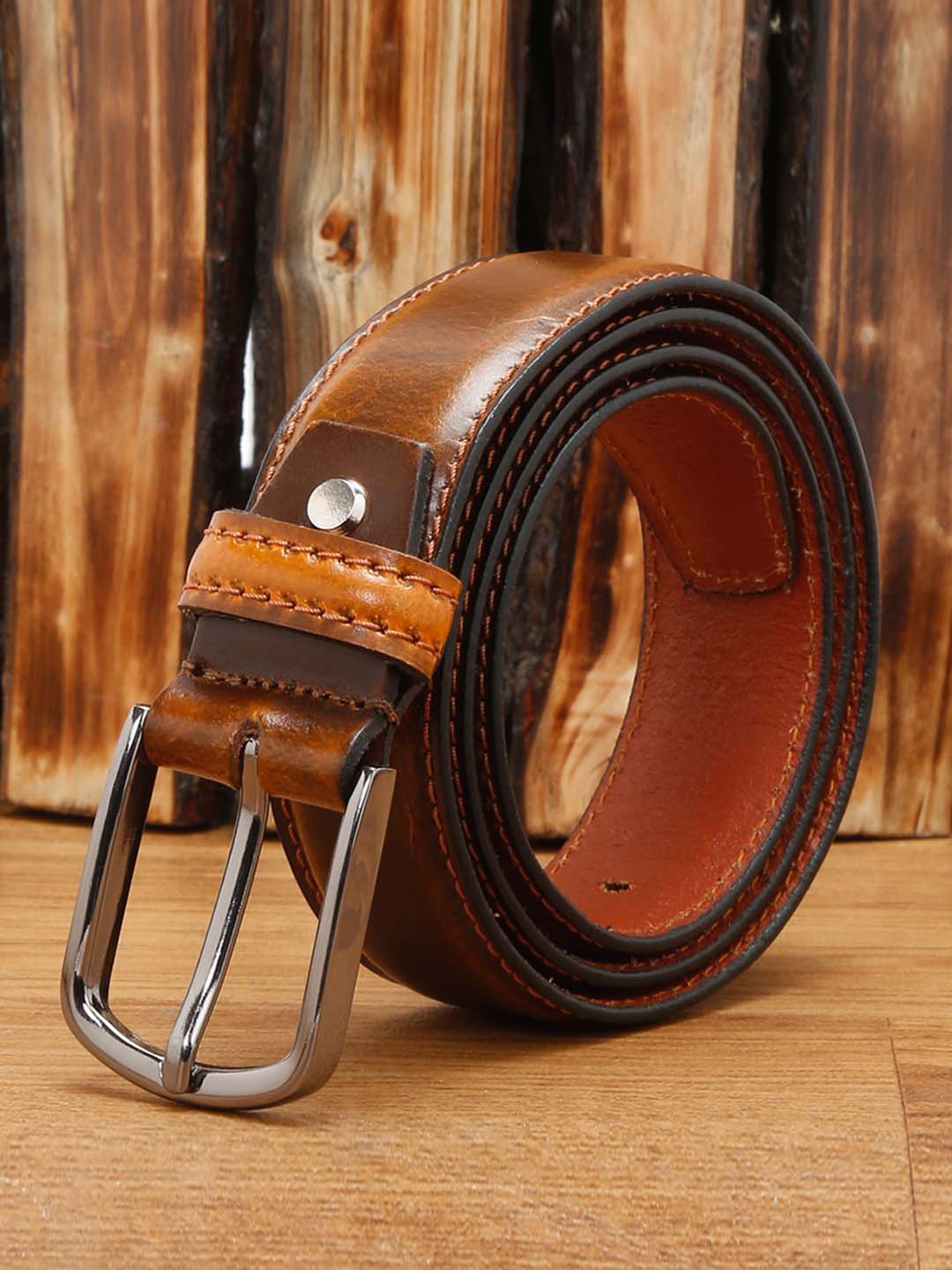 

LOUIS STITCH Men Tang Leather Belt, Brown