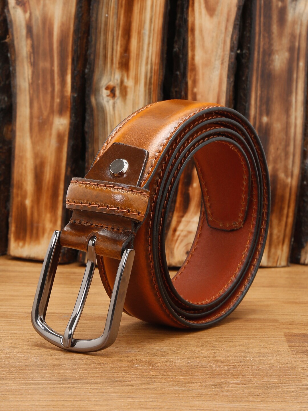 

LOUIS STITCH Men Tang Leather Formal Belt, Tan