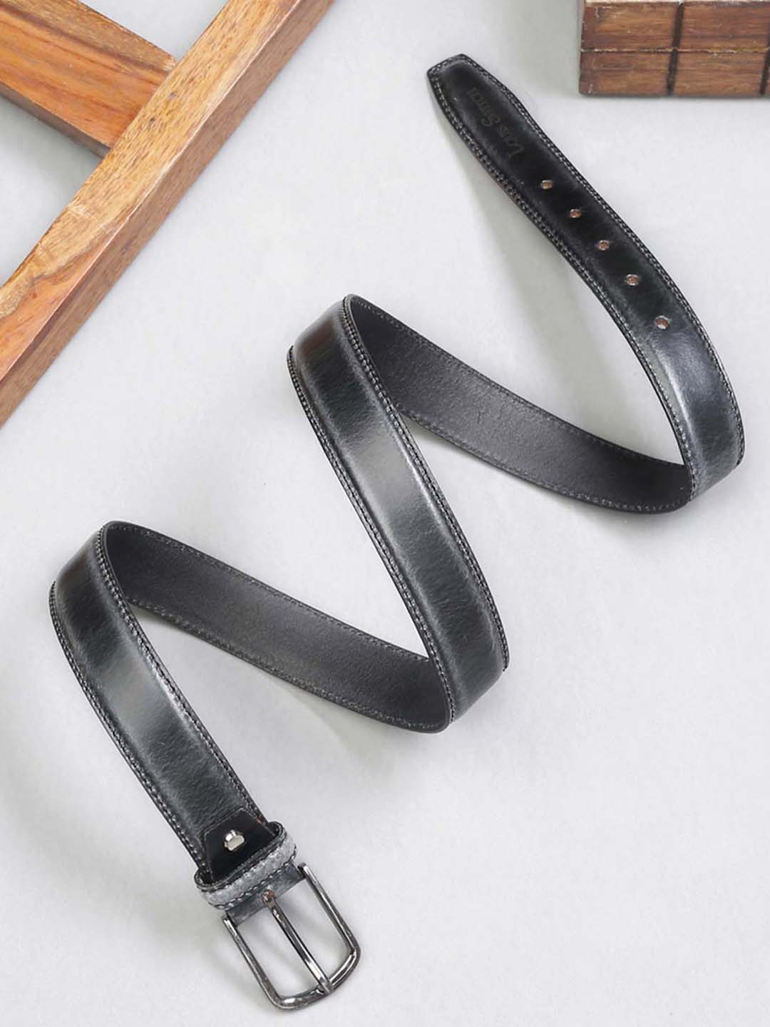 LOUIS STITCH Men Premium Leather Casual Belt, Black