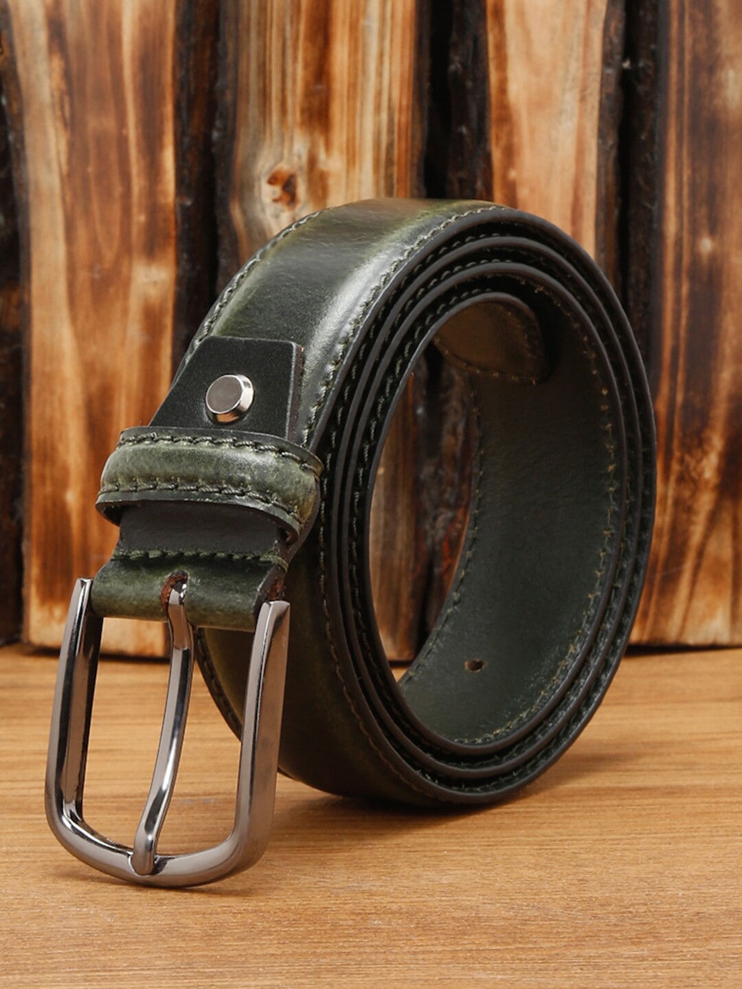

LOUIS STITCH Men Premium Leather Casual Belt, Green