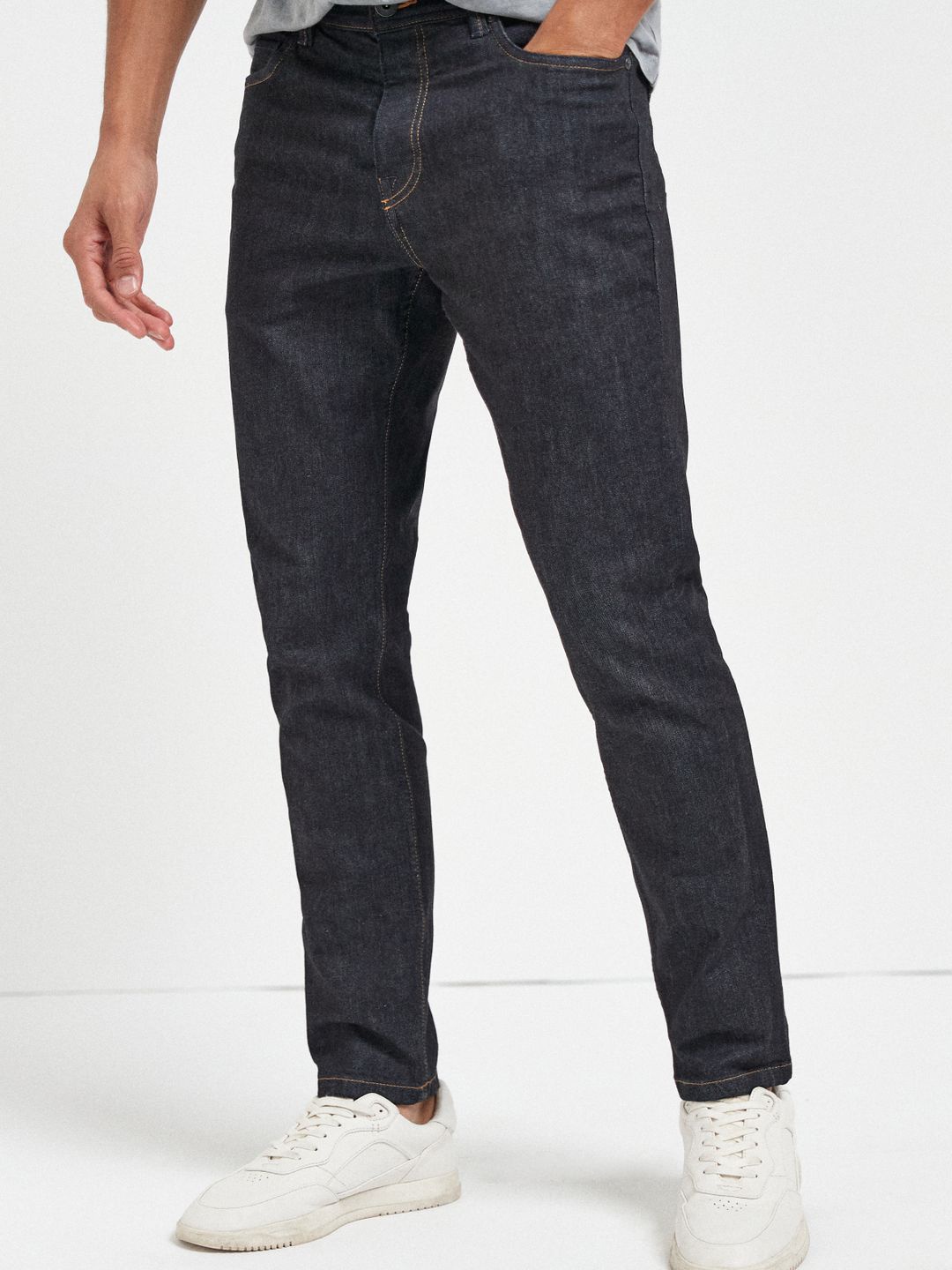 

NEXT Men Regular Fit Mid-Rise Stretchable Premium Heavyweight Jeans, Blue