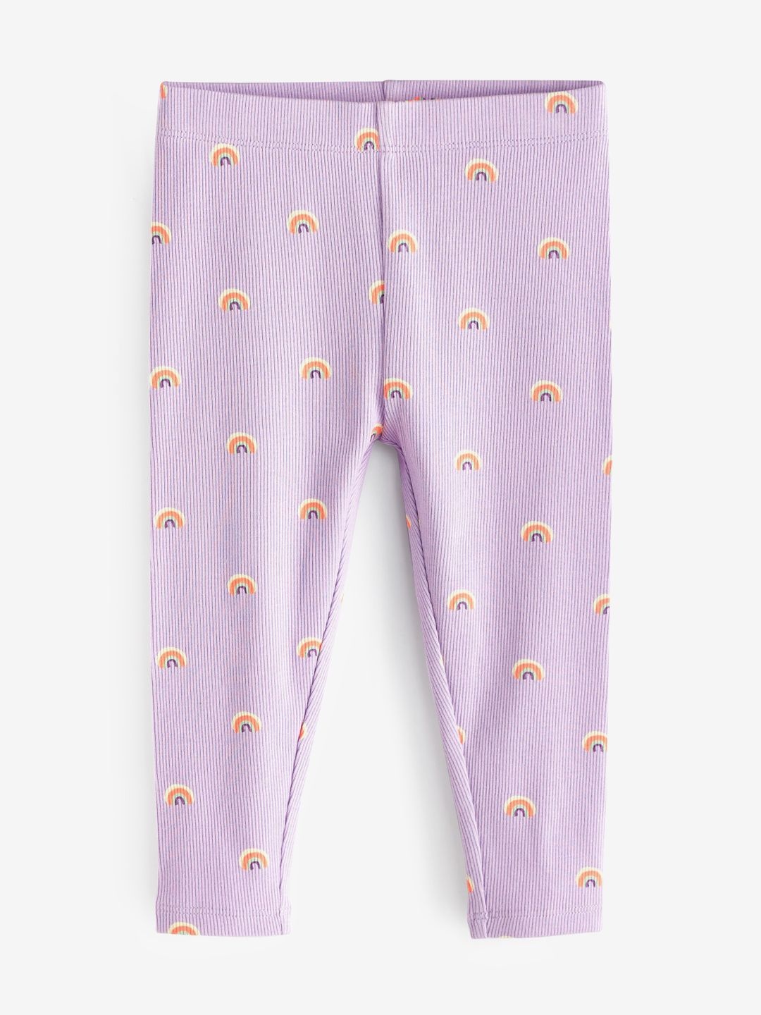 

NEXT Girls Conversational Printed Knitted Ribbed Ankle-Length Leggings, Lavender