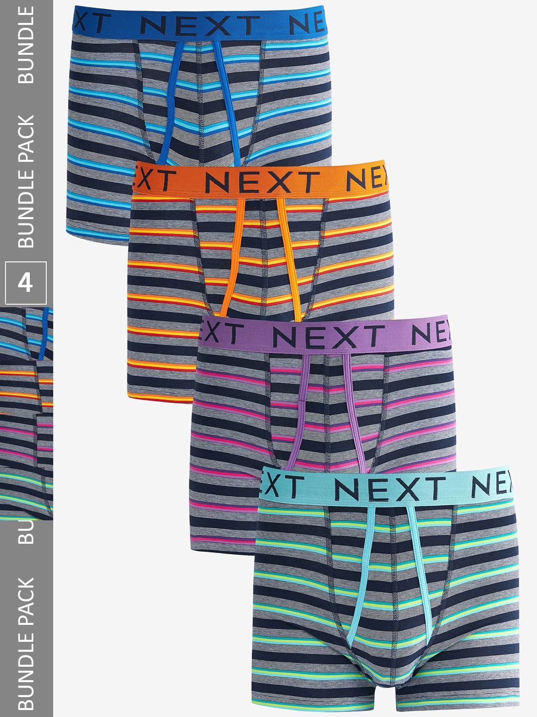 

NEXT Men Pack Of 4 Striped Trunks- C21521, Blue