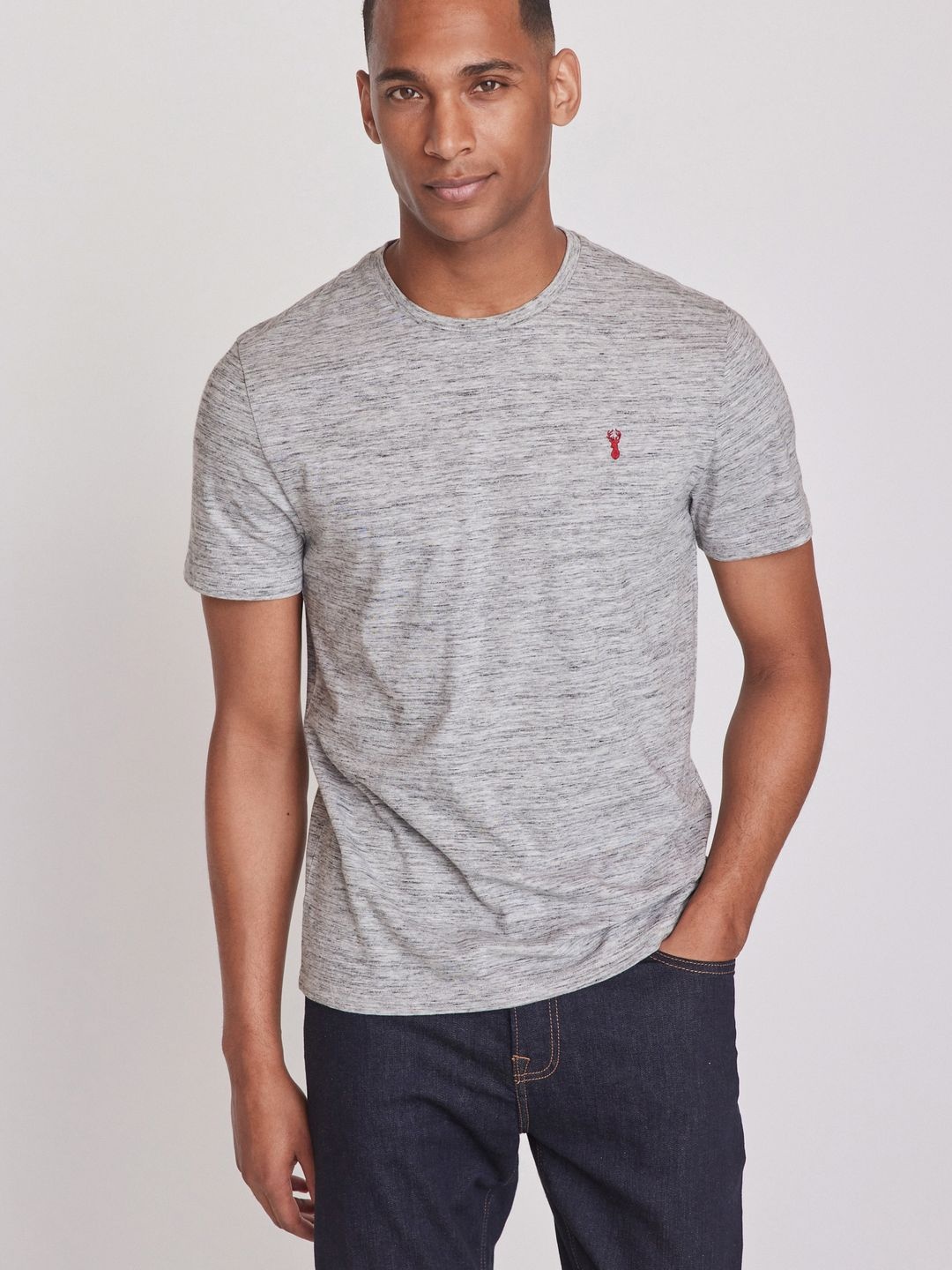 

NEXT Round Neck Knitted T-shirt, Grey melange