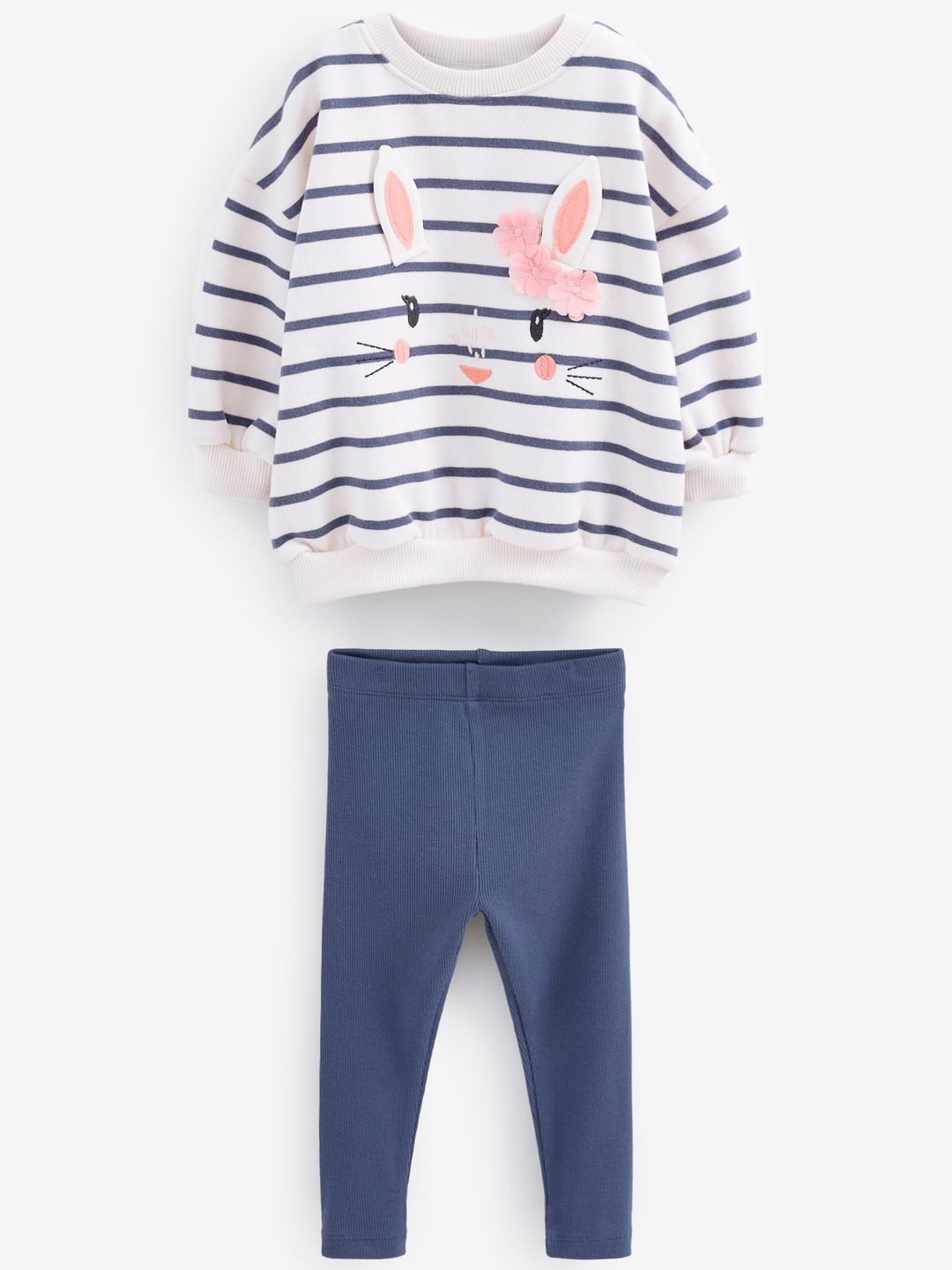 

NEXT Girls Striped Sweatshirt with Leggings, Navy blue