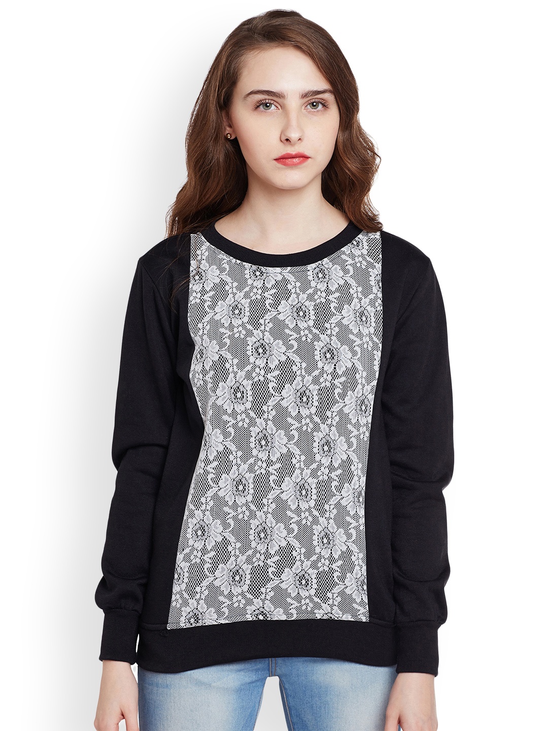 

Belle Fille Women Black Solid Sweatshirt