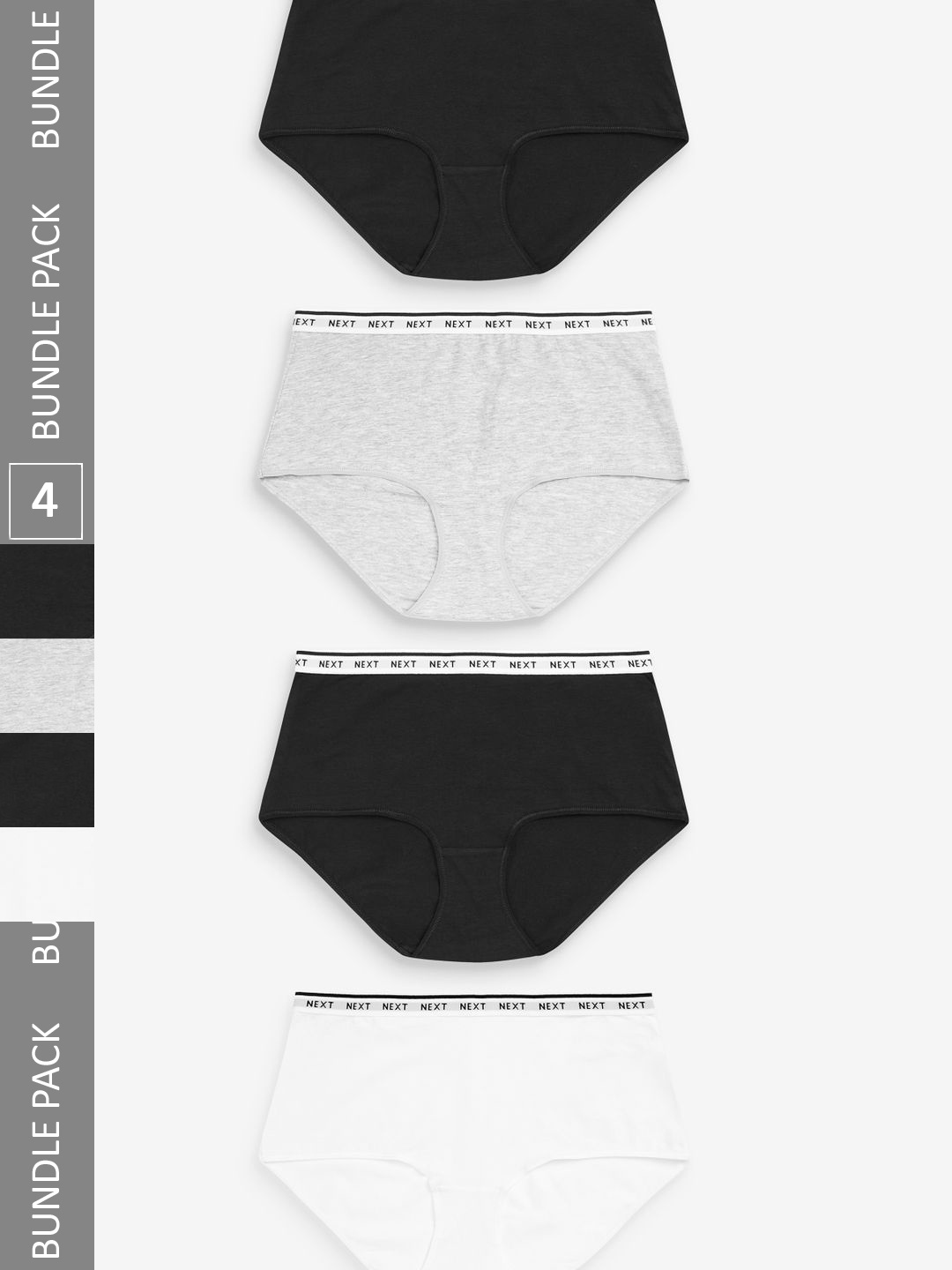 

NEXT Pack of 4 Pure Cotton Hipster Briefs - 639637, Black