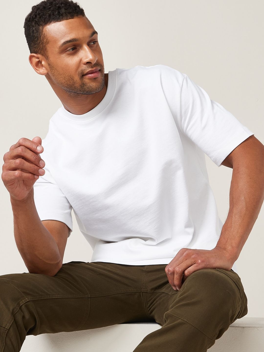 NEXT Pure Cotton Round Neck Knitted T-shirt, White