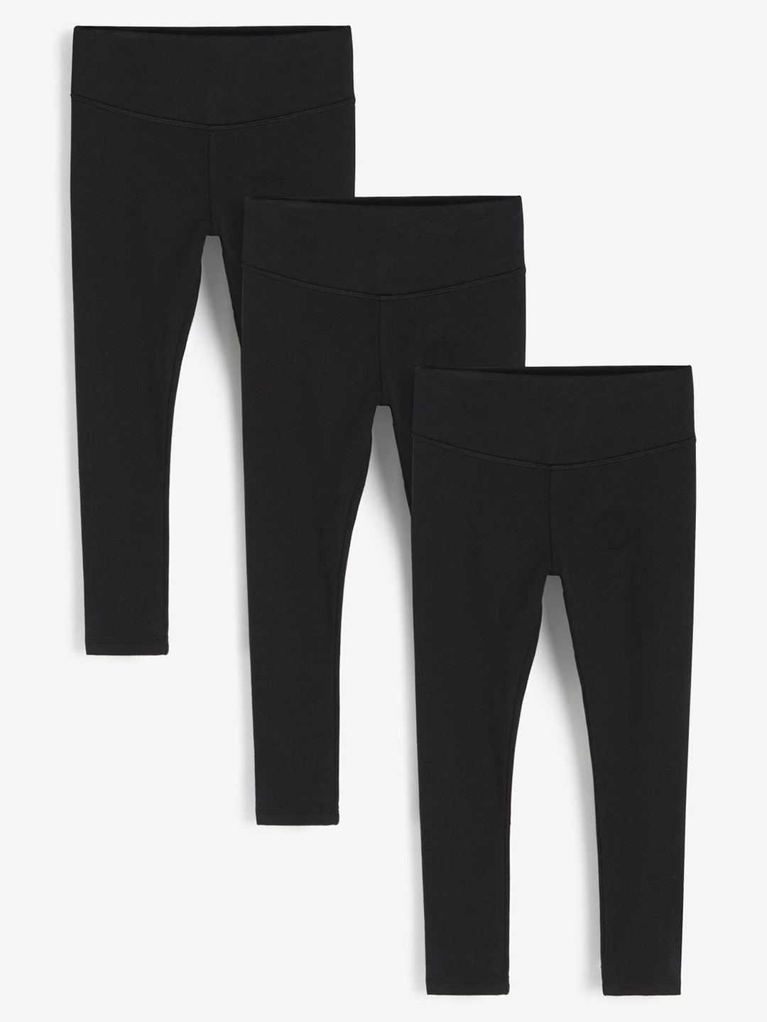 

NEXT Girls Pack Of 3 High-Waist Ankle-Length Leggings, Black