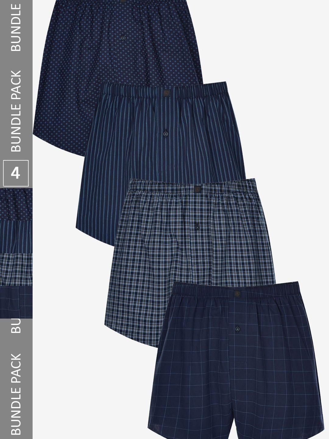 

NEXT Men Checked Pack of 4 Pure Cotton Boxers, Blue
