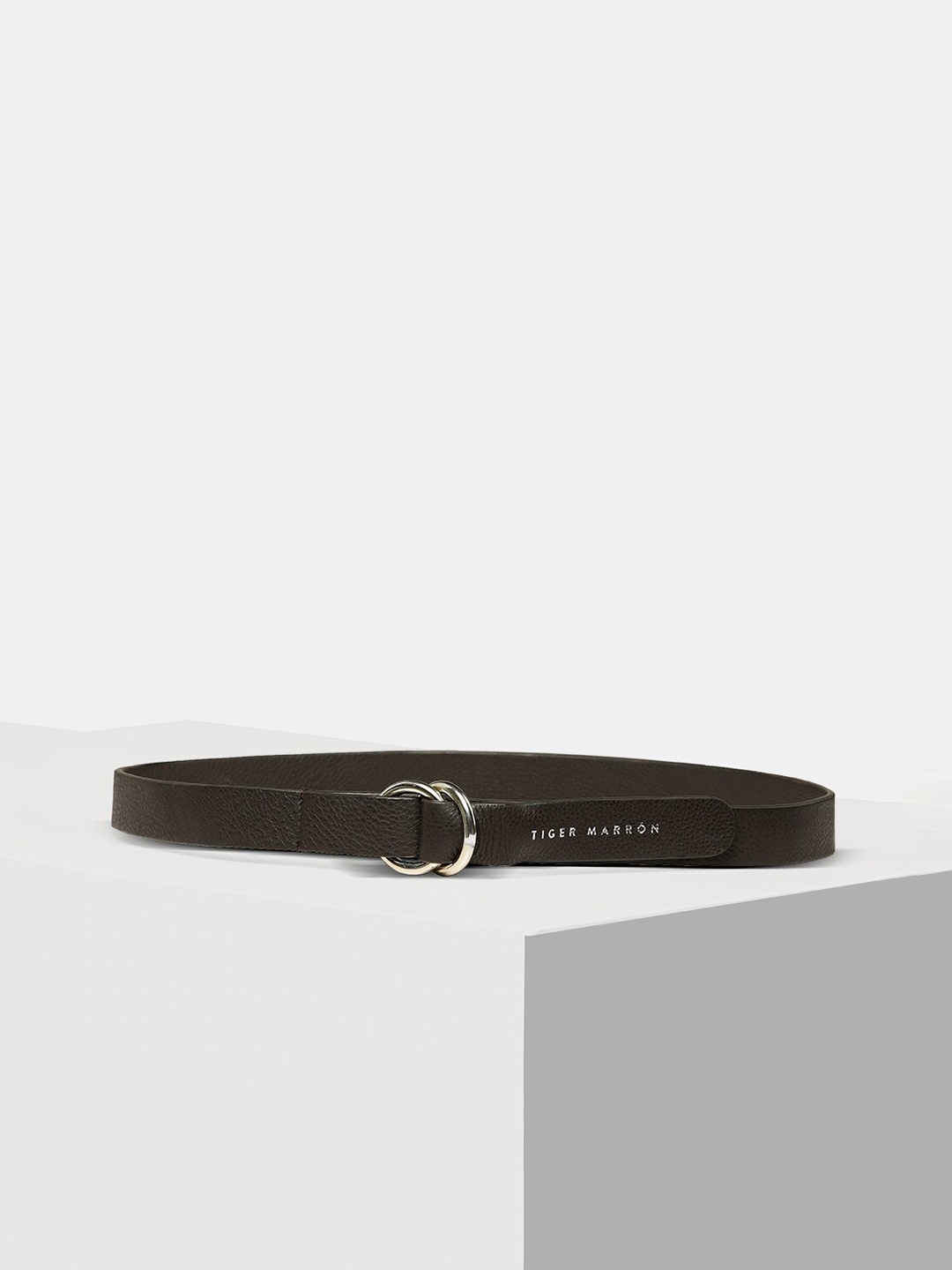 

TIGER MARRON Women Textured Leather Formal Belt, Brown