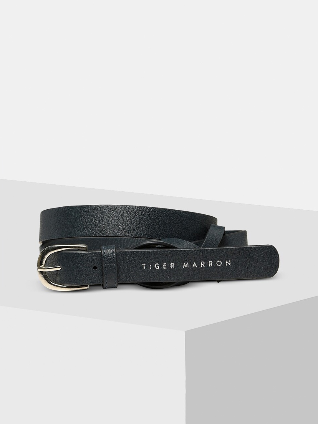 

TIGER MARRON Women Textured Leather Formal Belt, Blue