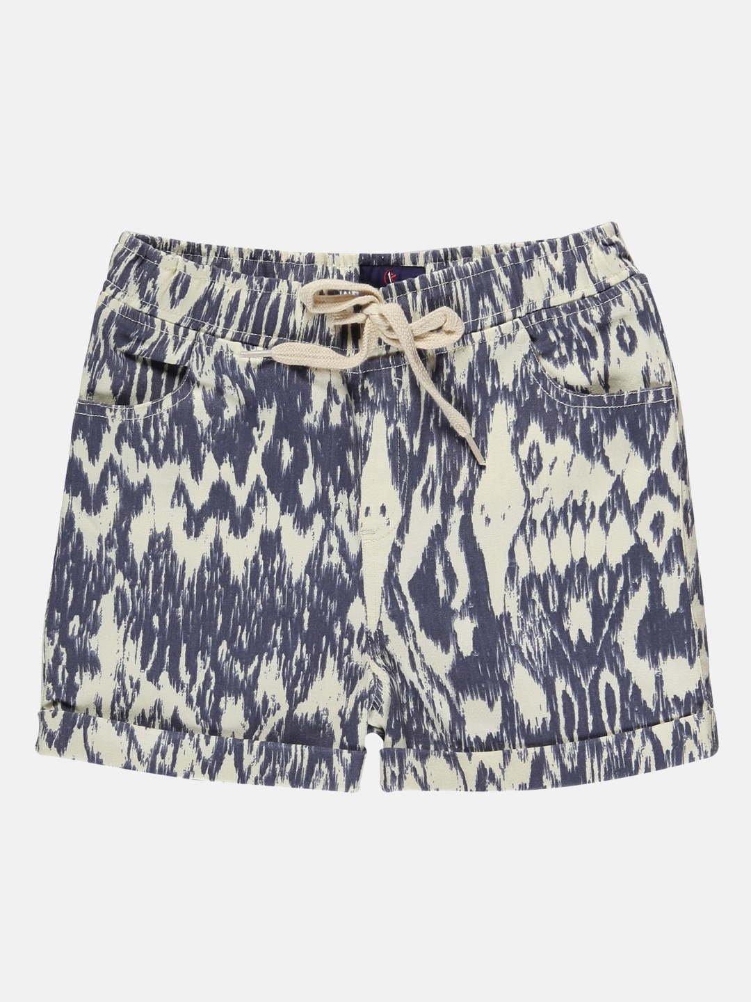 

KiddoPanti Girls Abstract Printed Mid Rise Hot Pant Shorts, Blue