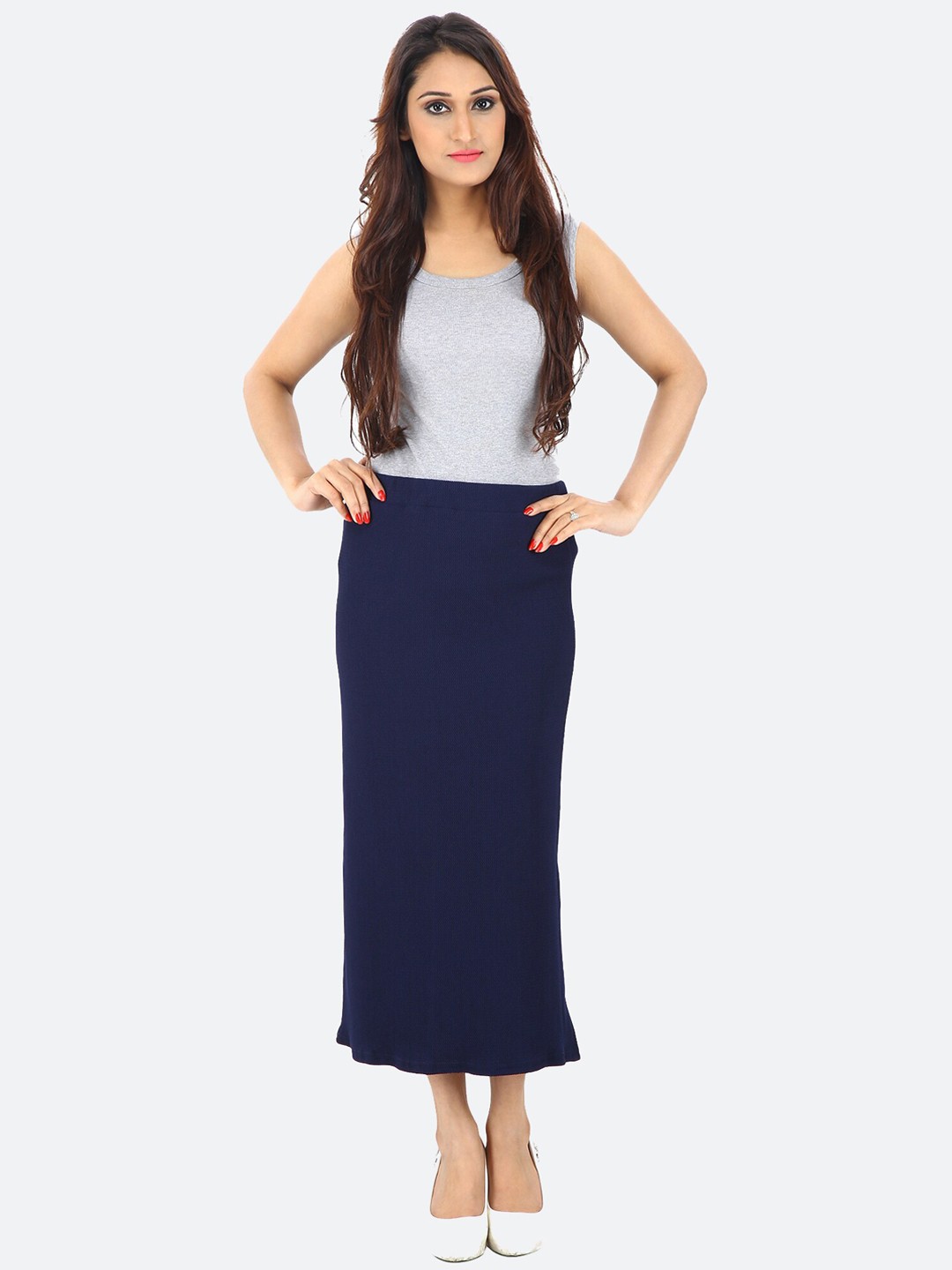 

FRANCLO Straight Midi Skirt, Navy blue