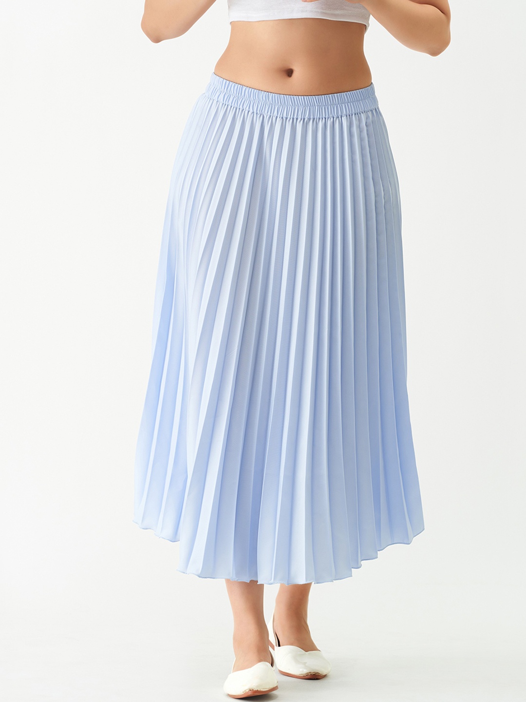 

AASK Accordion Pleats Flared Midi Skirt, Blue