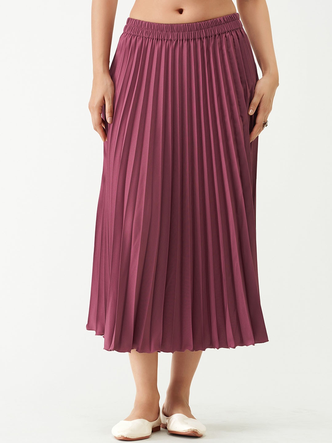

AASK Accordion Pleats Flared Midi Skirt, Mauve