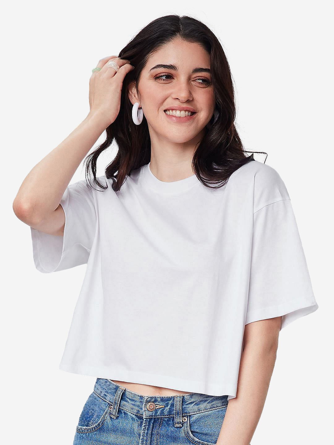 

The Souled Store Crop Pure Cotton Oversized T-shirt, White