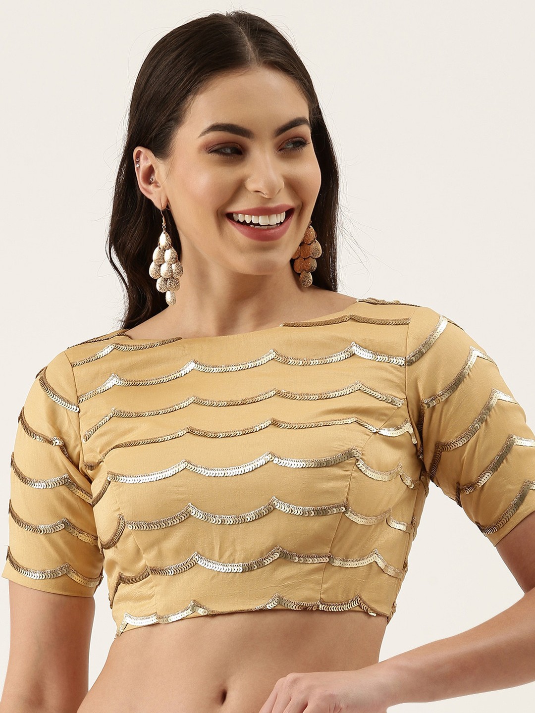 

panchhi Embroidered Saree Blouse, Beige