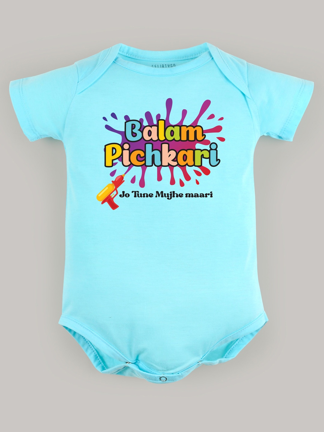 

FFLIRTYGO Infants Printed Pure Cotton Bodysuit, Turquoise blue