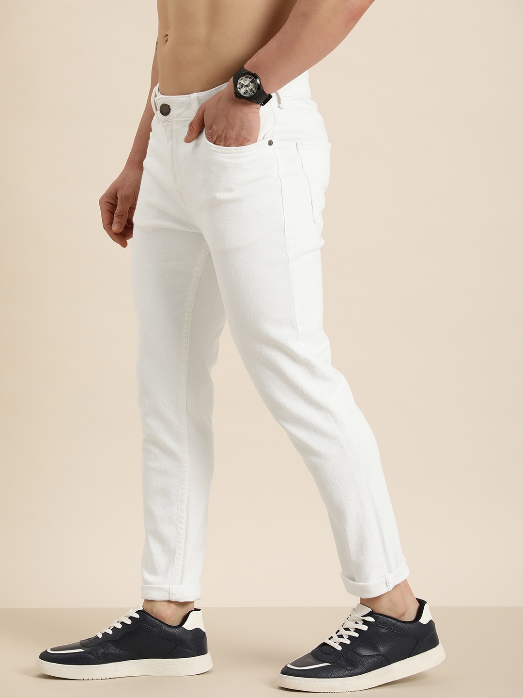 

HERE&NOW Men Mid-Rise Stretchable Jeans, White