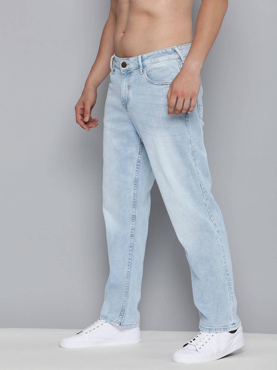 

HERE&NOW Men Mid-Rise Heavy Fade Stretchable Jeans, Blue