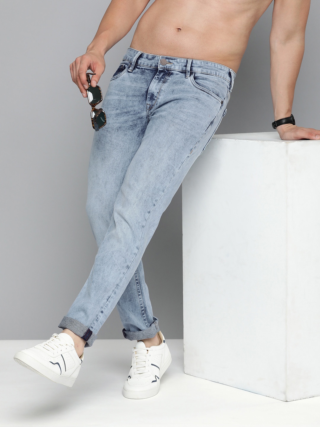 

HERE&NOW Men Heavy Fade Stretchable Jeans, Blue
