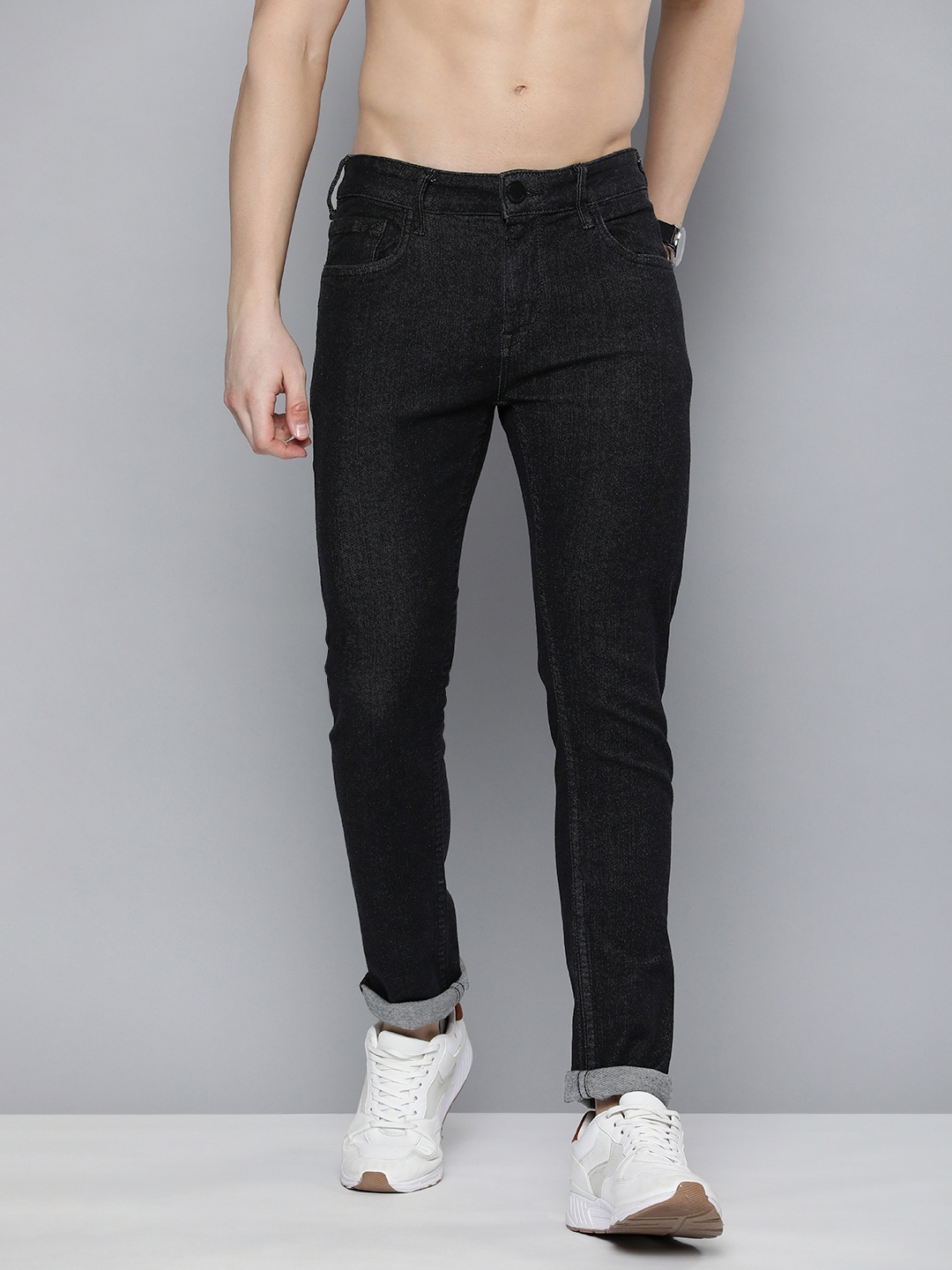 

HERE&NOW Men Mid-Rise Skinny Fit Stretchable Jeans, Black