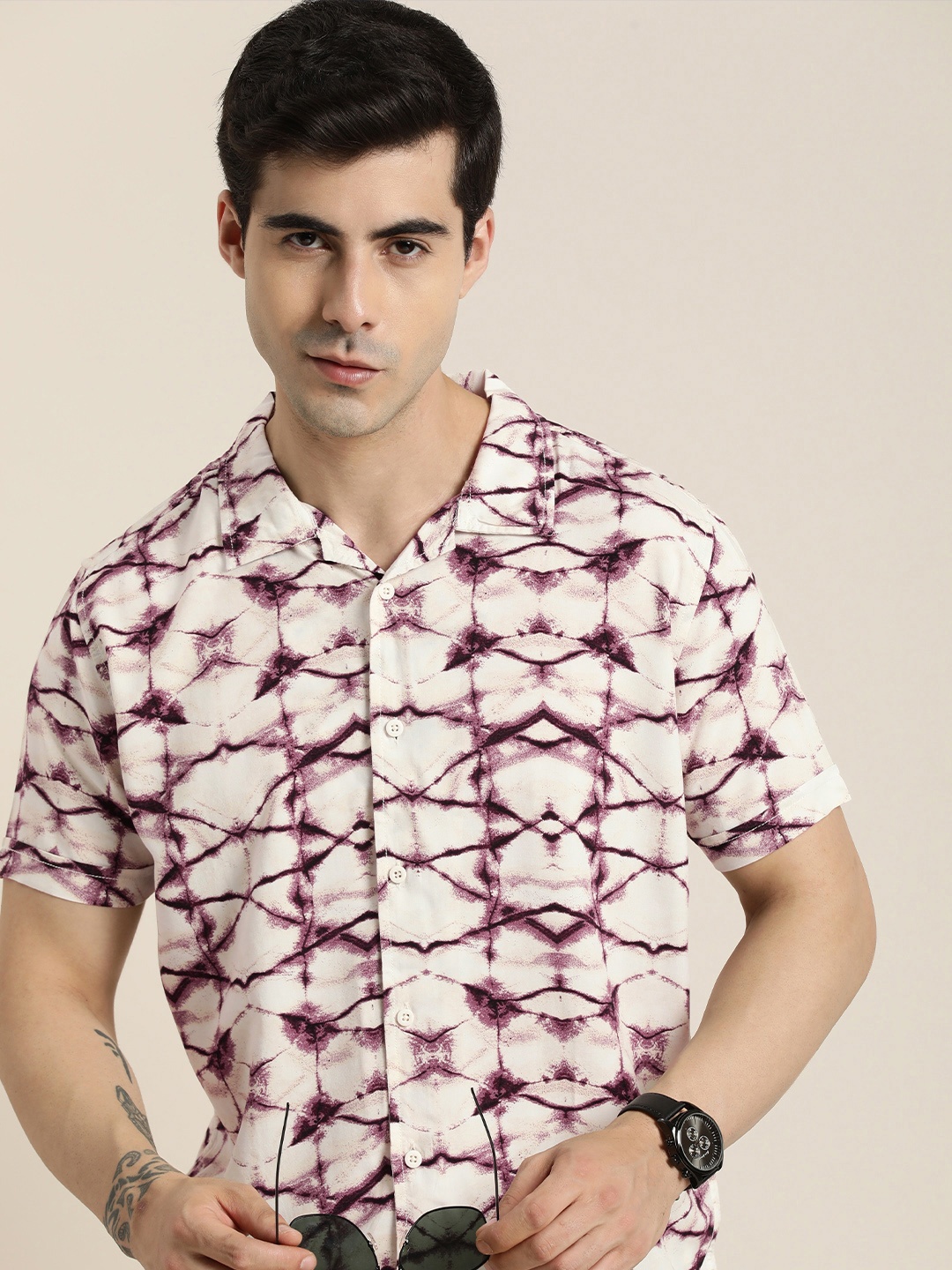 

Moda Rapido Slim Fit Abstract Printed Casual Shirt, Purple