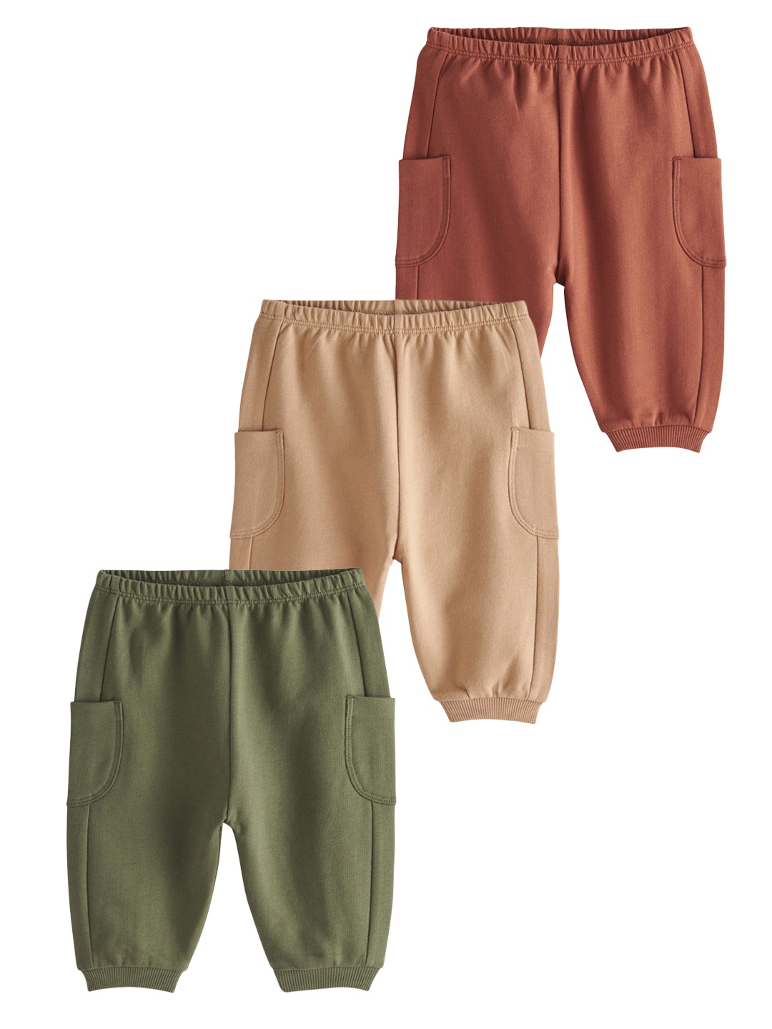 

NEXT Boys Pack of 3 Pure Cotton Joggers, Olive