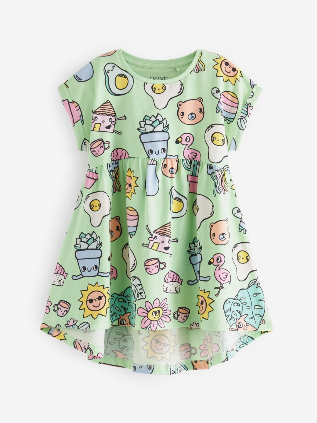

NEXT Girls Printed Pure Cotton Fit & Flare Dress, Green