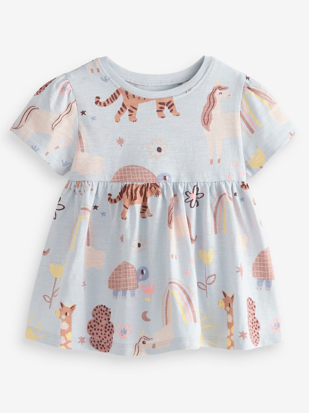 

NEXT Infant Girls Pure Cotton Conversational Print Fit & Flare Dress, Blue