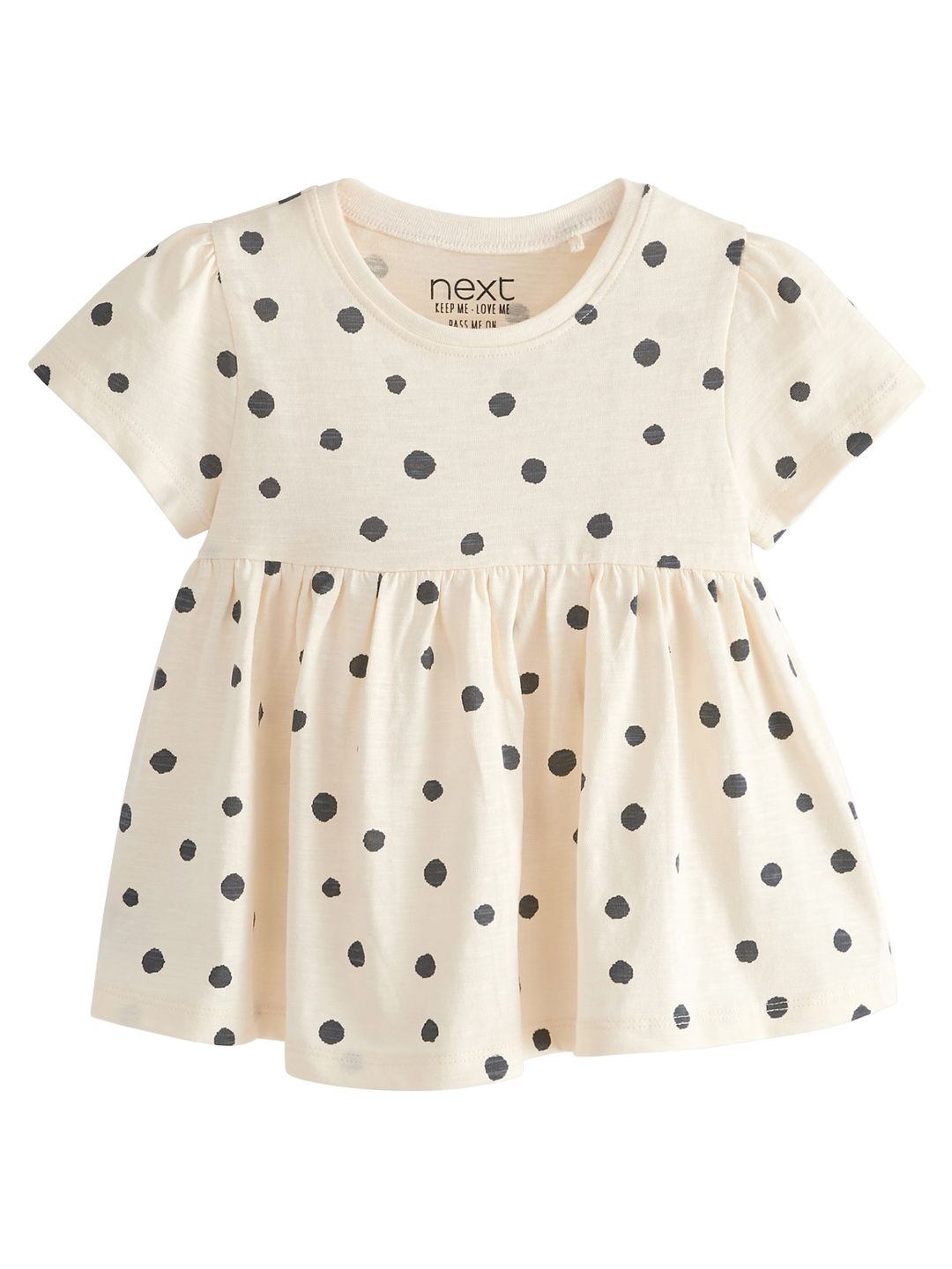 

NEXT Girls Polka Dot Print Pure Cotton Fit and Flare Dress, Beige