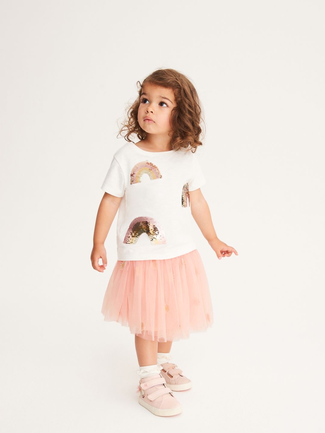 

NEXT Girls Sequined Pure Cotton T-shirt, White