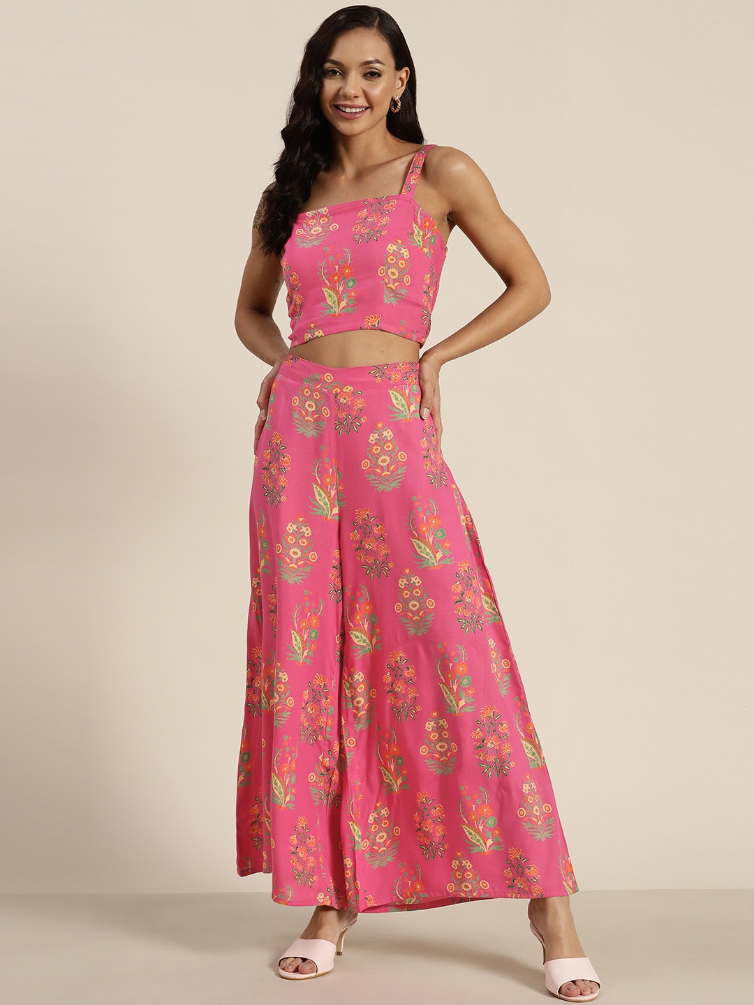 

Moda Rapido Floral Print Smocked Detail Co-ords, Pink