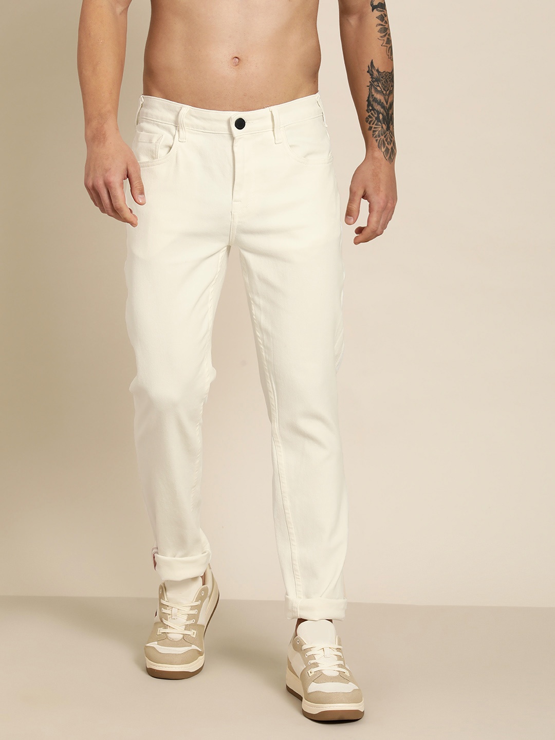 

HERE&NOW Men Slim Fit Stretchable Jeans, White